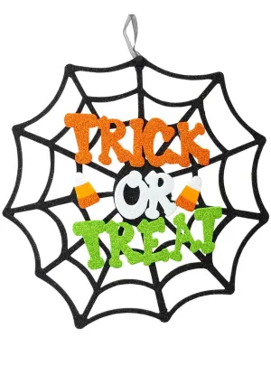 Trick or Treat Child Friendly Glitter Web Hanging Decoration