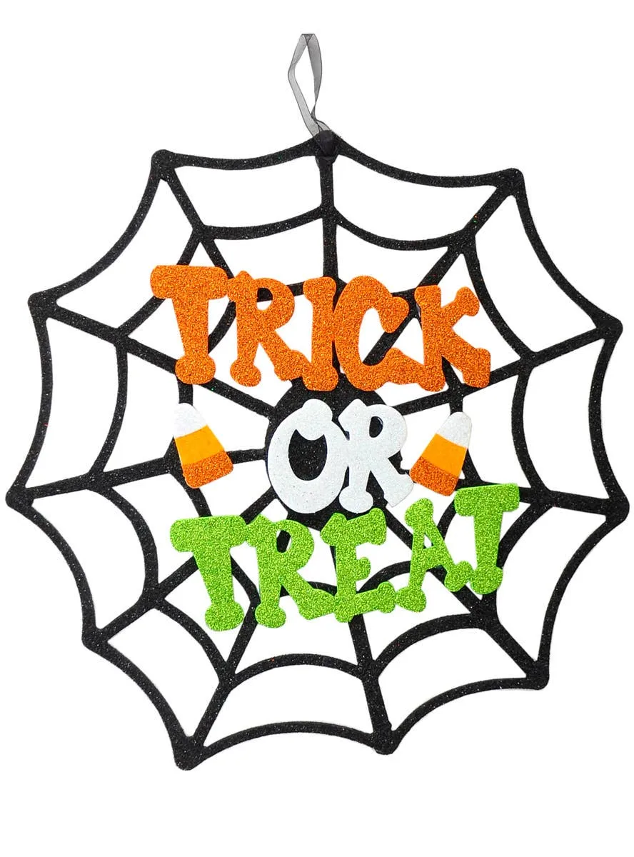 Trick or Treat Child Friendly Glitter Web Hanging Decoration