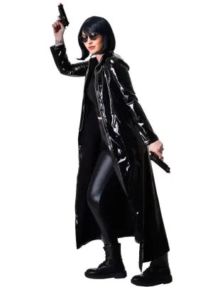 Trinity Womens Long Black Vinyl Matrix Costume