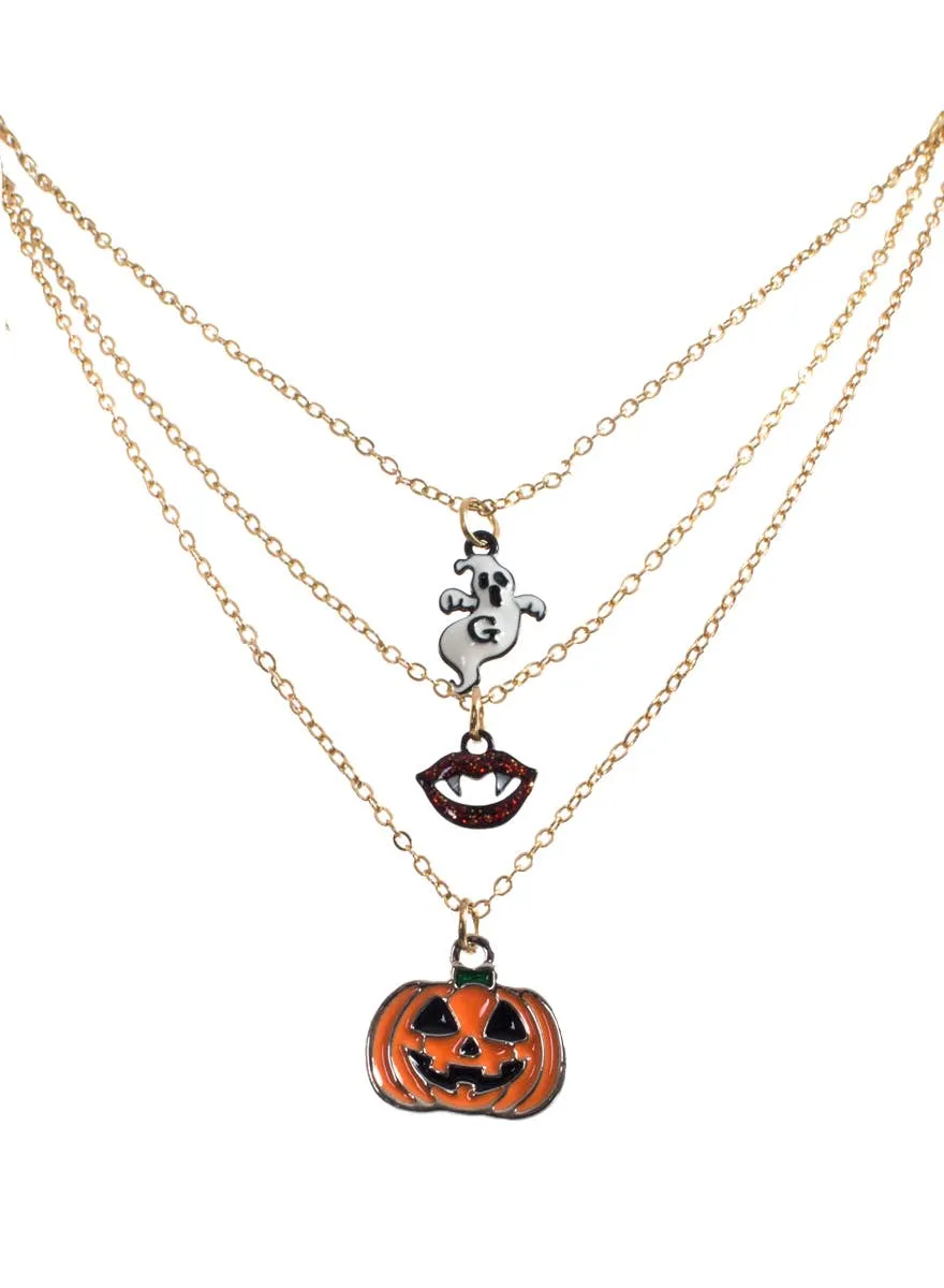 Triple Layer Halloween Charms Costume Necklace