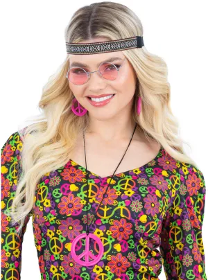 Trippy 60s Hippie Womens Pink Costume Accessory Set