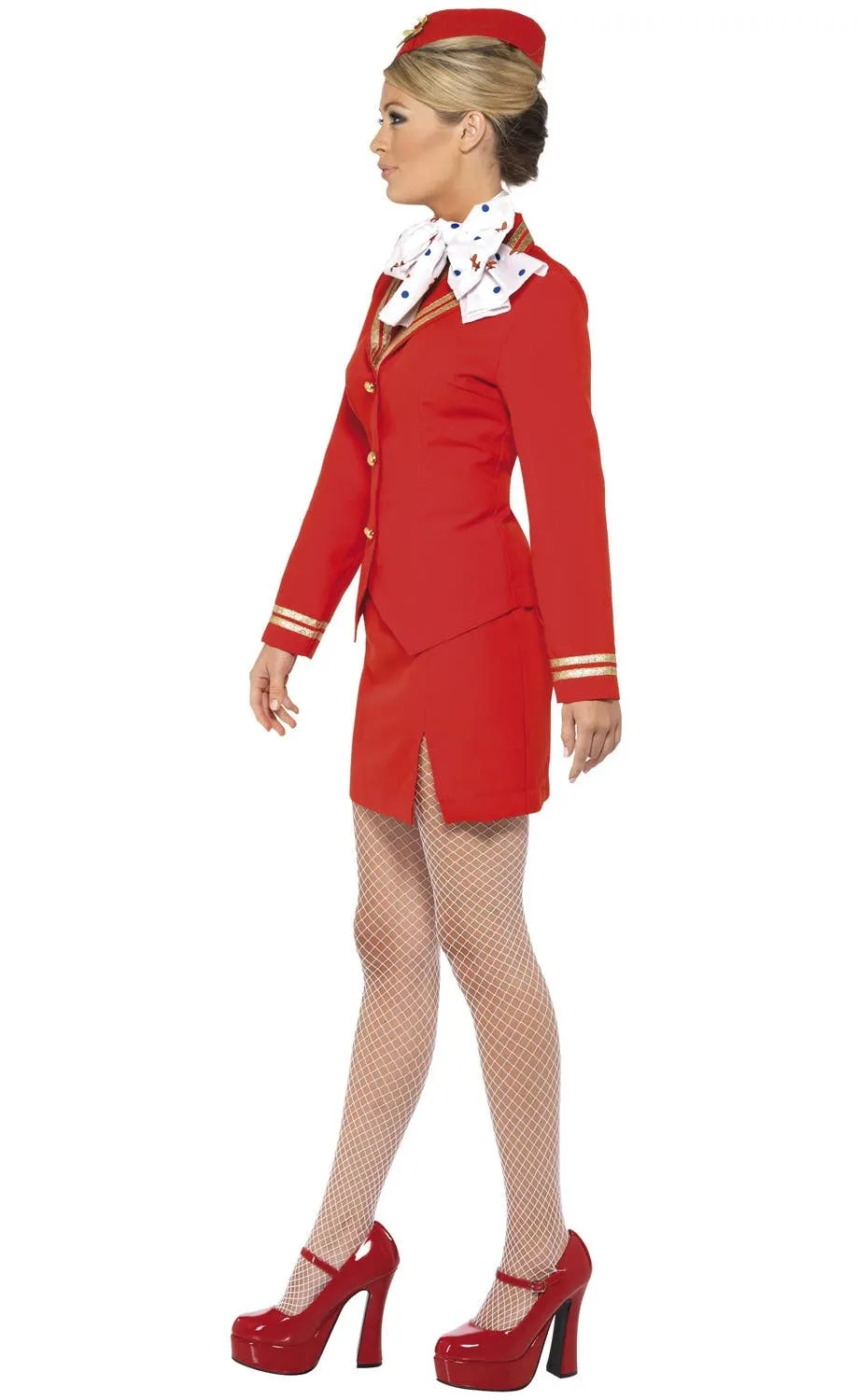 Trolley Dolly Womens Red Air Hostess Costume