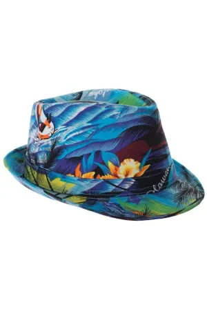 Tropical Blue Hawaiian Fedora Costume Hat