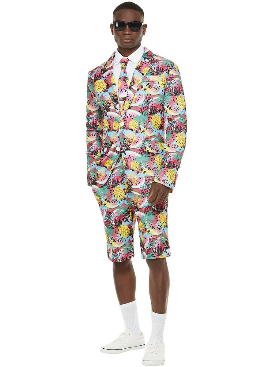 Tropical Fruit Print Mens Stand Out Shorts Costume Suit