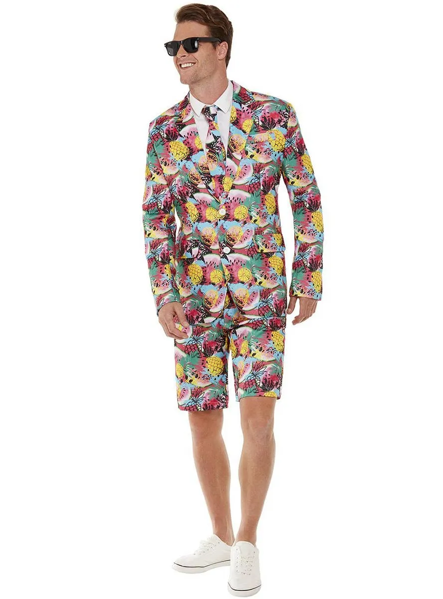 Tropical Fruit Print Mens Stand Out Shorts Costume Suit