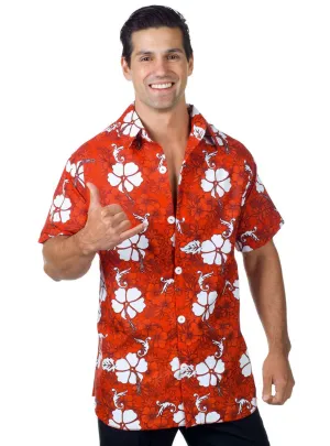 Tropical Holiday Mens Hawaiian Costume Shirt in Red