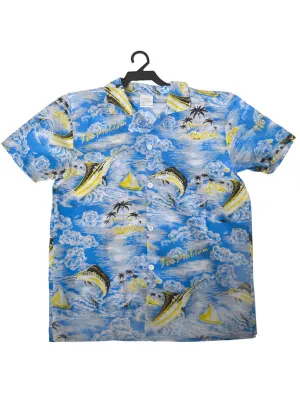 Tropical Mens Blue Hawaiian Button Up Costume Shirt