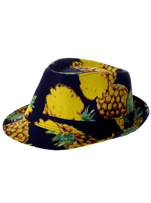 Tropical Pineapple Print Fedora Hat