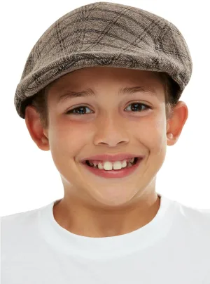 Tweed Style Boys Brown Costume Flat Cap