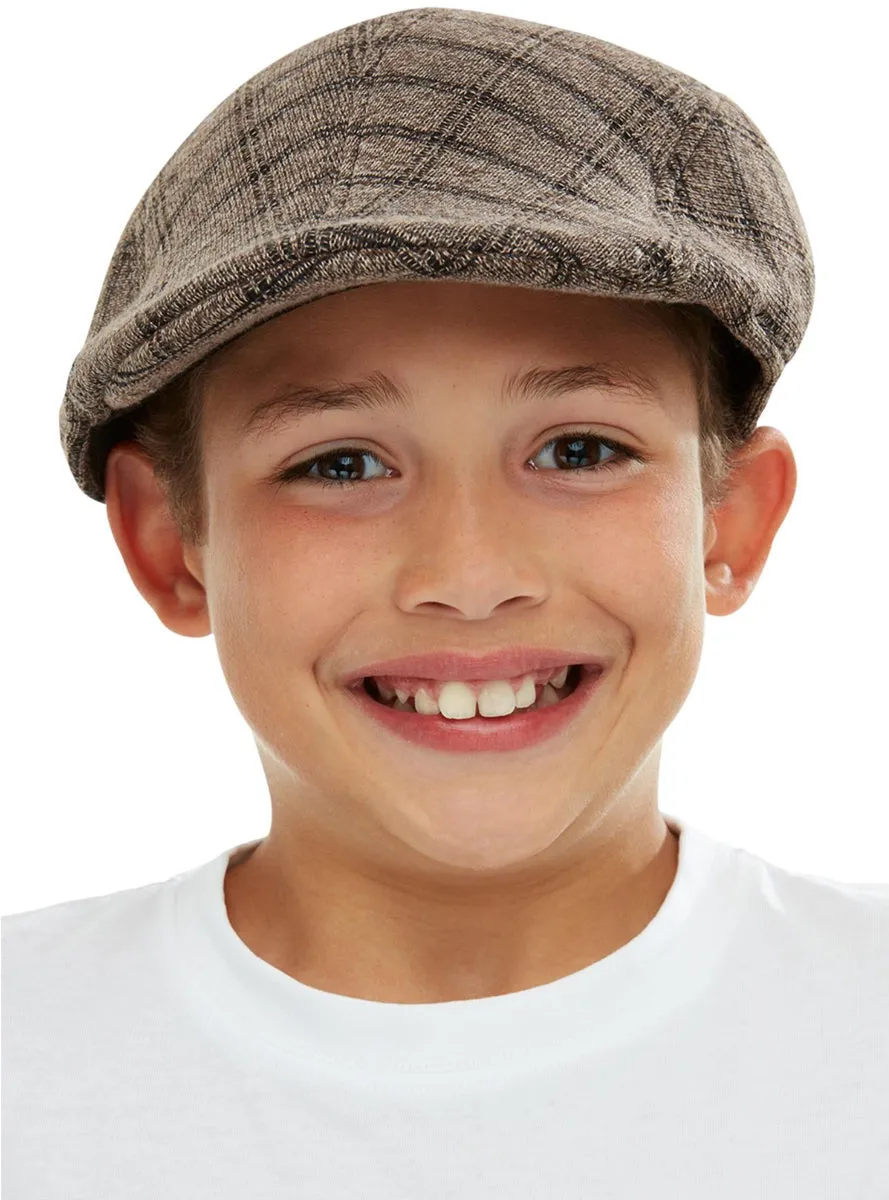 Tweed Style Boys Brown Costume Flat Cap