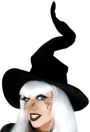 Twisted Tall Black Velvet Witch Hat