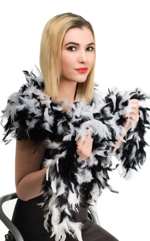 Two Tone Black and White Feather Boa Costume Accessory