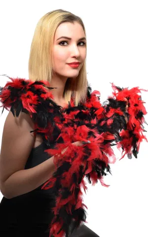 Two Tone Red and Black Feather Boa Costume Accessory