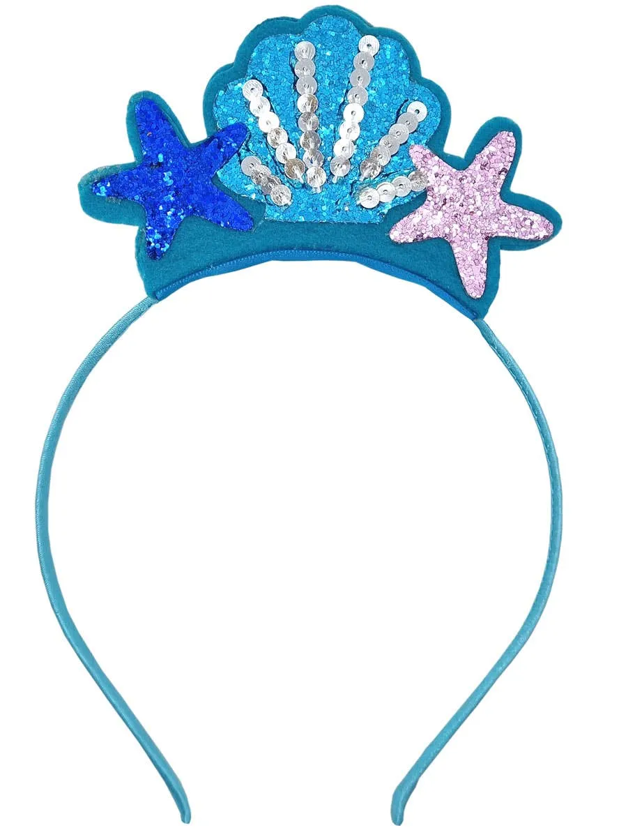 Under the Sea Blue Glitter Mermaid Girls Costume Headband