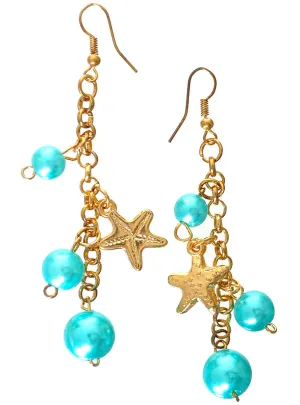Under the Sea Gold and Teal Mermaid Costume Earrings