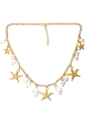 Under the Sea Gold and White Mermaid Costume Necklace