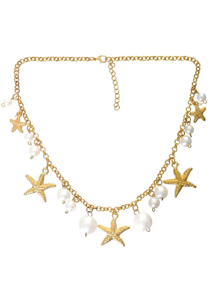Under the Sea Gold and White Mermaid Costume Necklace