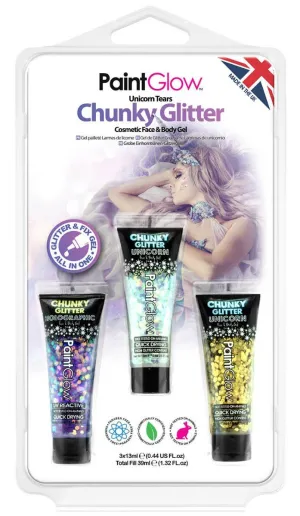 Unicorn Tears Chunky Glitter Gel Makeup - 3 Pack