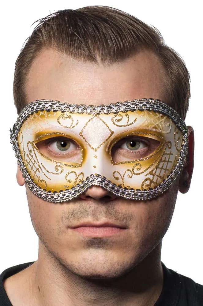 Unisex White Mardi Gras Masquerade Mask