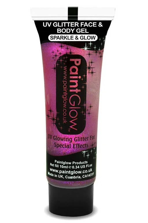 UV Reactive Face and Body Glitter Gel - Candy Pink