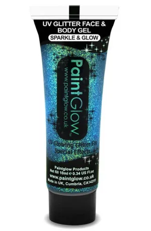 UV Reactive Face and Body Glitter Gel - Ice Blue