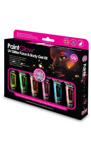 UV Reactive Face and Body Glitter Gel Makeup Kit
