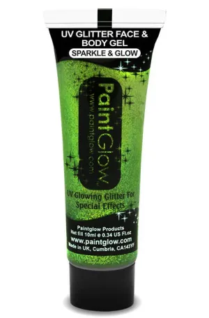 UV Reactive Face and Body Glitter Gel - Mint Green