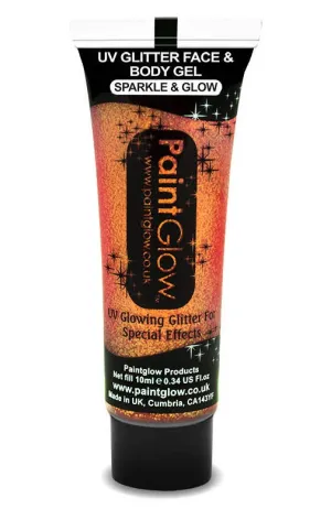 UV Reactive Face and Body Glitter Gel - Peach Paradise