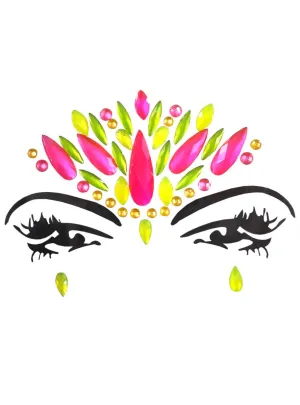 UV Reactive Neon Green and Pink Festival Face Jewels