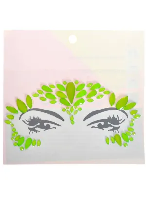 UV Reactive Neon Green Stick-On Festival Face Jewels