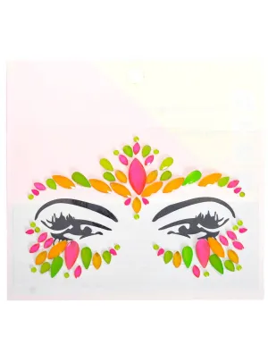 UV Reactive Neon Orange Pink and Green Face Jewels