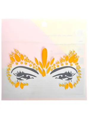 UV Reactive Neon Orange Stick-On Festival Face Jewels