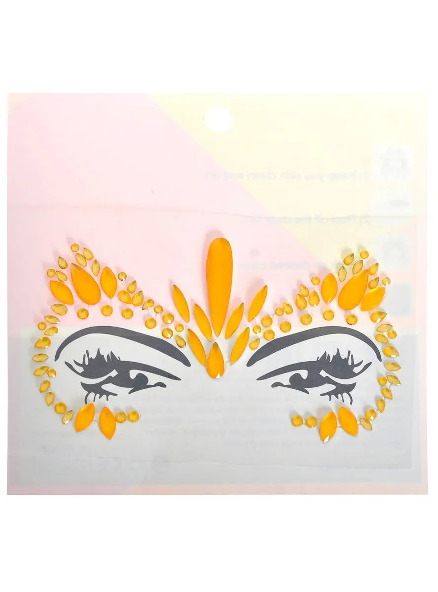 UV Reactive Neon Orange Stick-On Festival Face Jewels