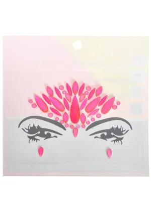 UV Reactive Neon Pink Stick-On Festival Face Jewels