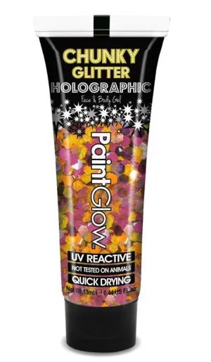 UV Reactive Paint Glow Holographic Chunky Glitter Gel - Rainbow Rave