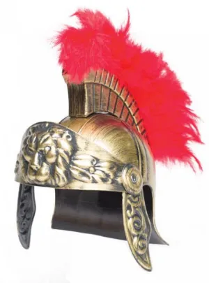 Valiant Gold Roman Gladiator Costume Helmet with Plume