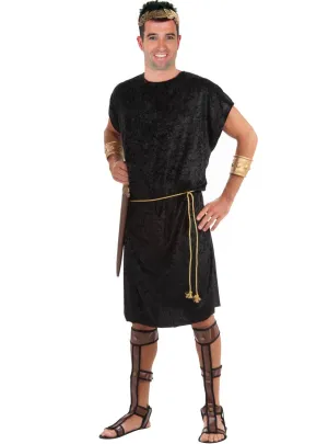 Valiant Mens Black Velvet Roman Toga Costume