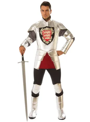 Valiant Silver Knight Mens Medieval Fancy Dress Costume