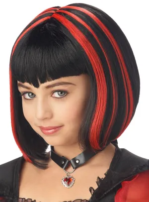 Vampire Girls Black and Red Halloween Costume Wig