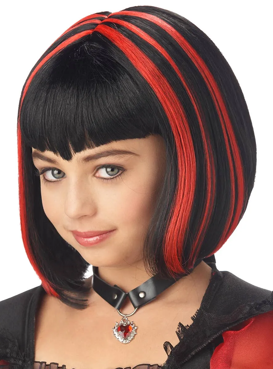 Vampire Girls Black and Red Halloween Costume Wig