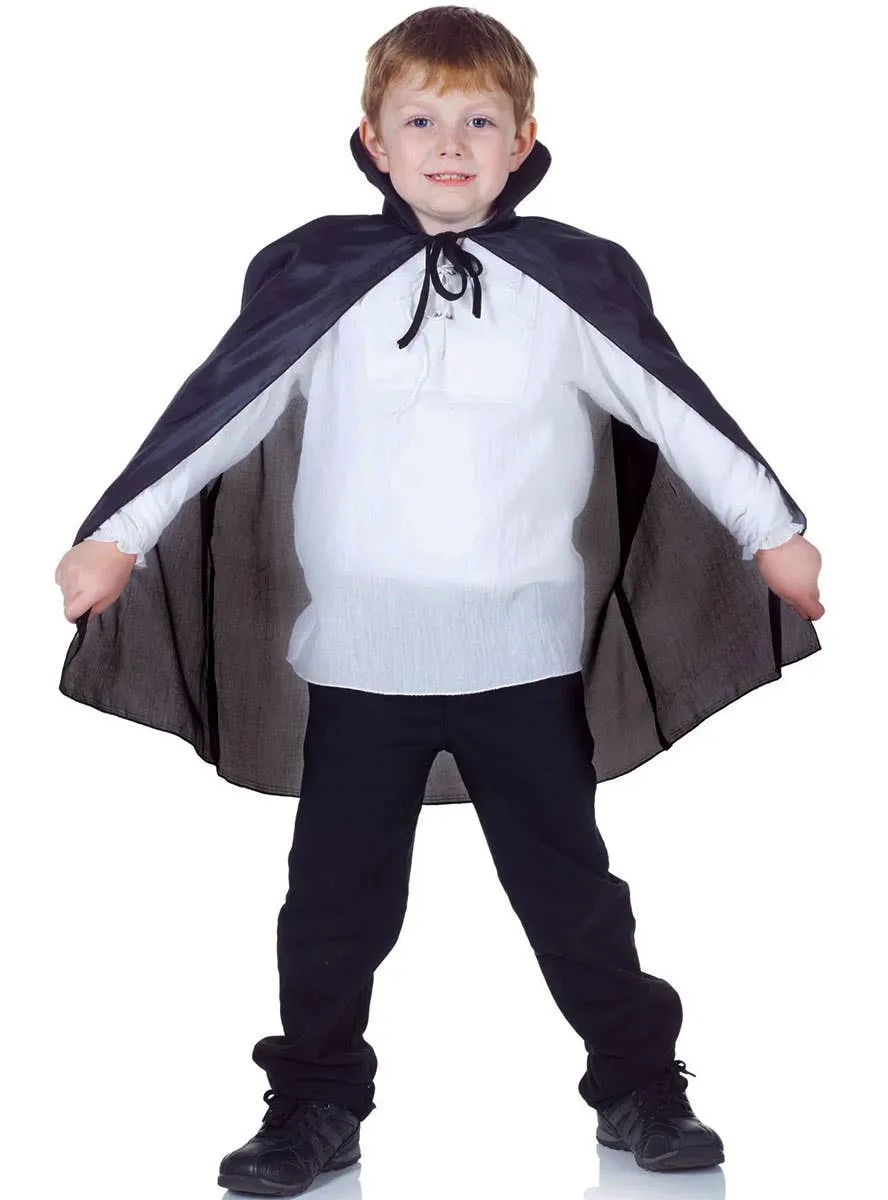 Vampire Kids Black Taffeta Halloween Costume Cape