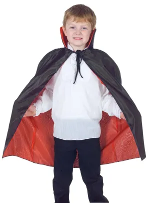 Vampire Kids Red and Black Taffeta Halloween Costume Cape