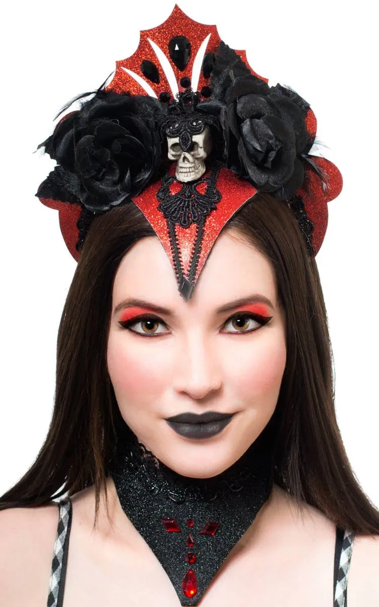 Vampire Queen Red Glitter Halloween Headband