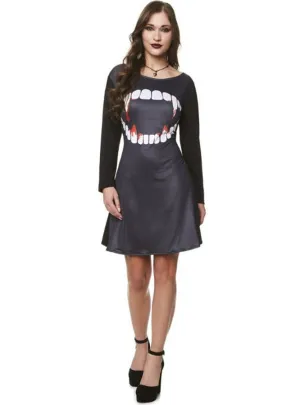 Vampire Teeth Womens Halloween Costume Dress