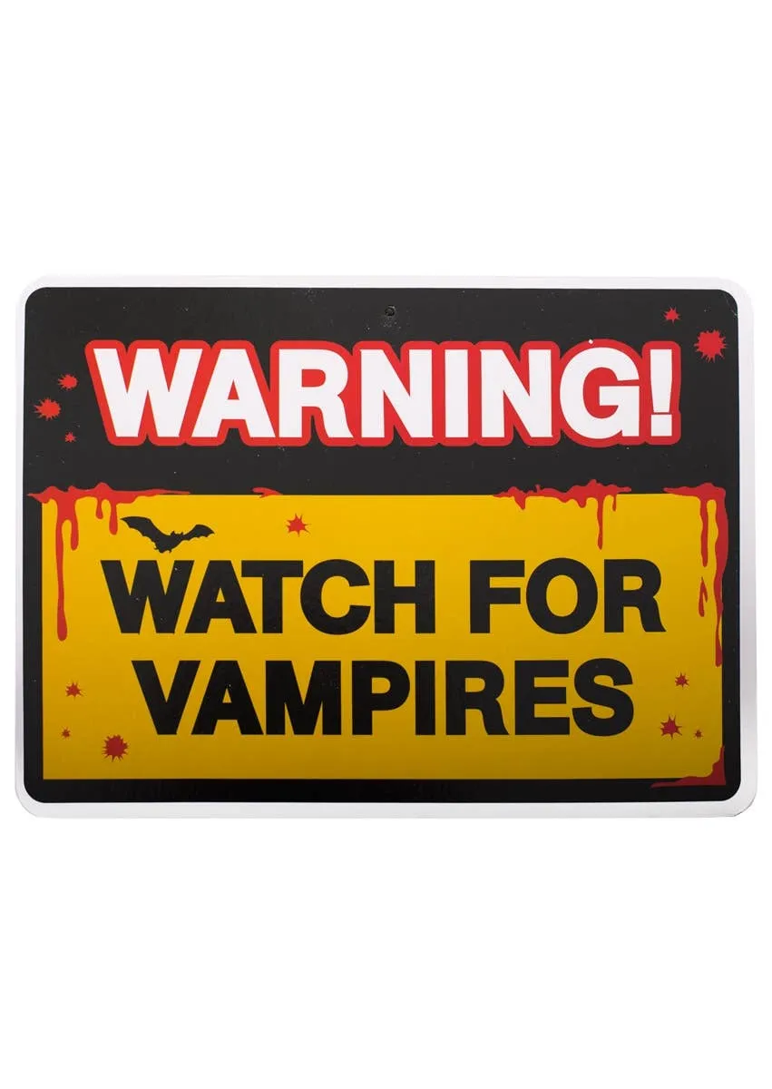 Vampires and Werewolves Halloween Warning Sign Decoration