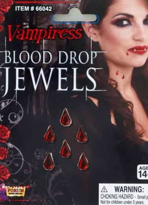 Vampiress Stick On Blood Drop Jewels