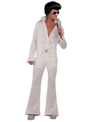 Vegas Superstar Mens White Elvis Presley Costume