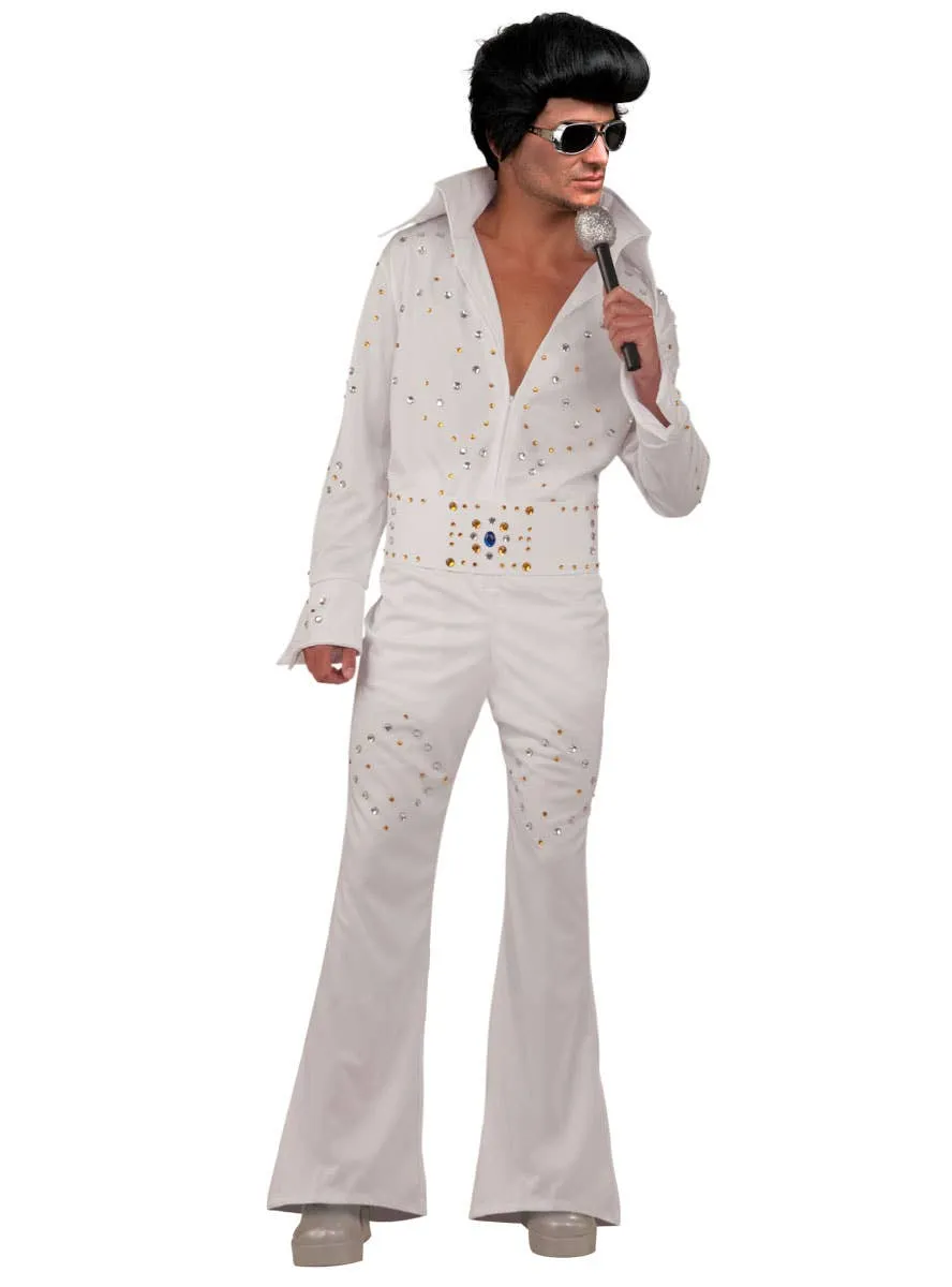 Vegas Superstar Mens White Elvis Presley Costume