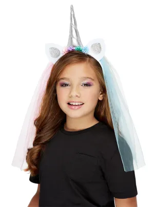 Veiled Pastel Rainbow Unicorn Kids Headband