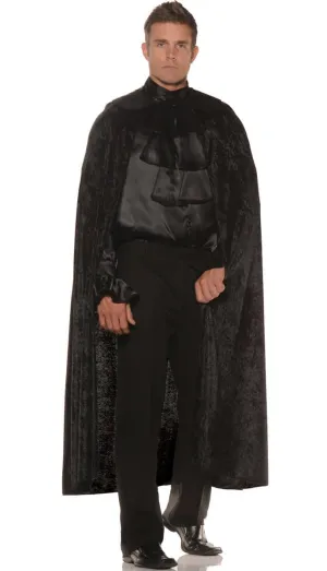 Velvet Black Adults Halloween Costume Cape with Collar